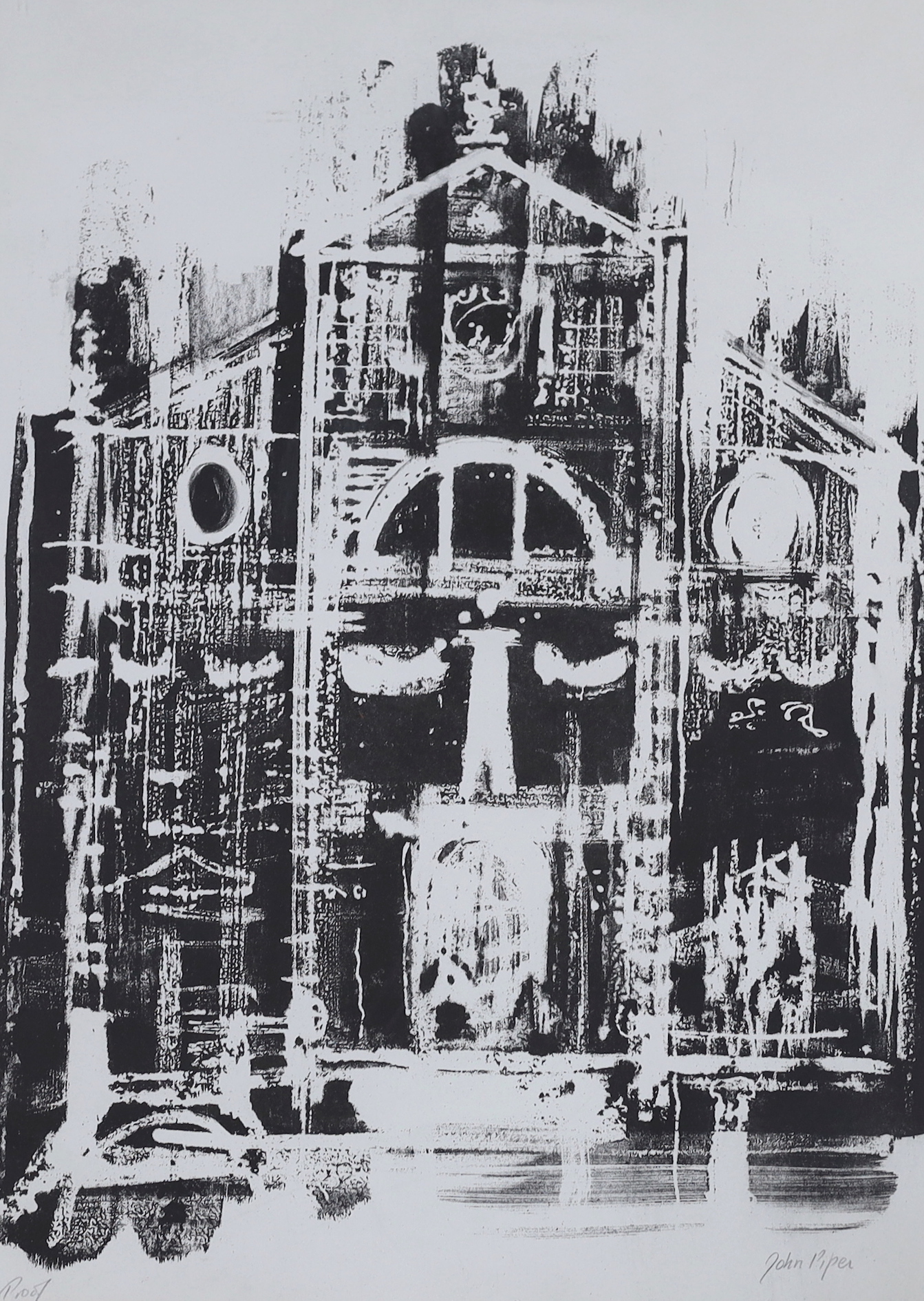 John Piper (1903-1992), proof lithograph, 'San Moise, Venice', signed in pencil, various details verso, 66 x 49cm